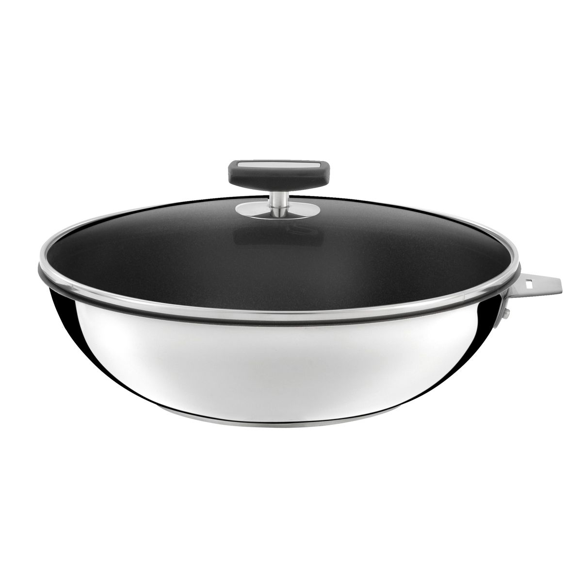 Poêle wok à induction 28 cm - Wok en acier inoxydable avec revêtement  antiadhésif 