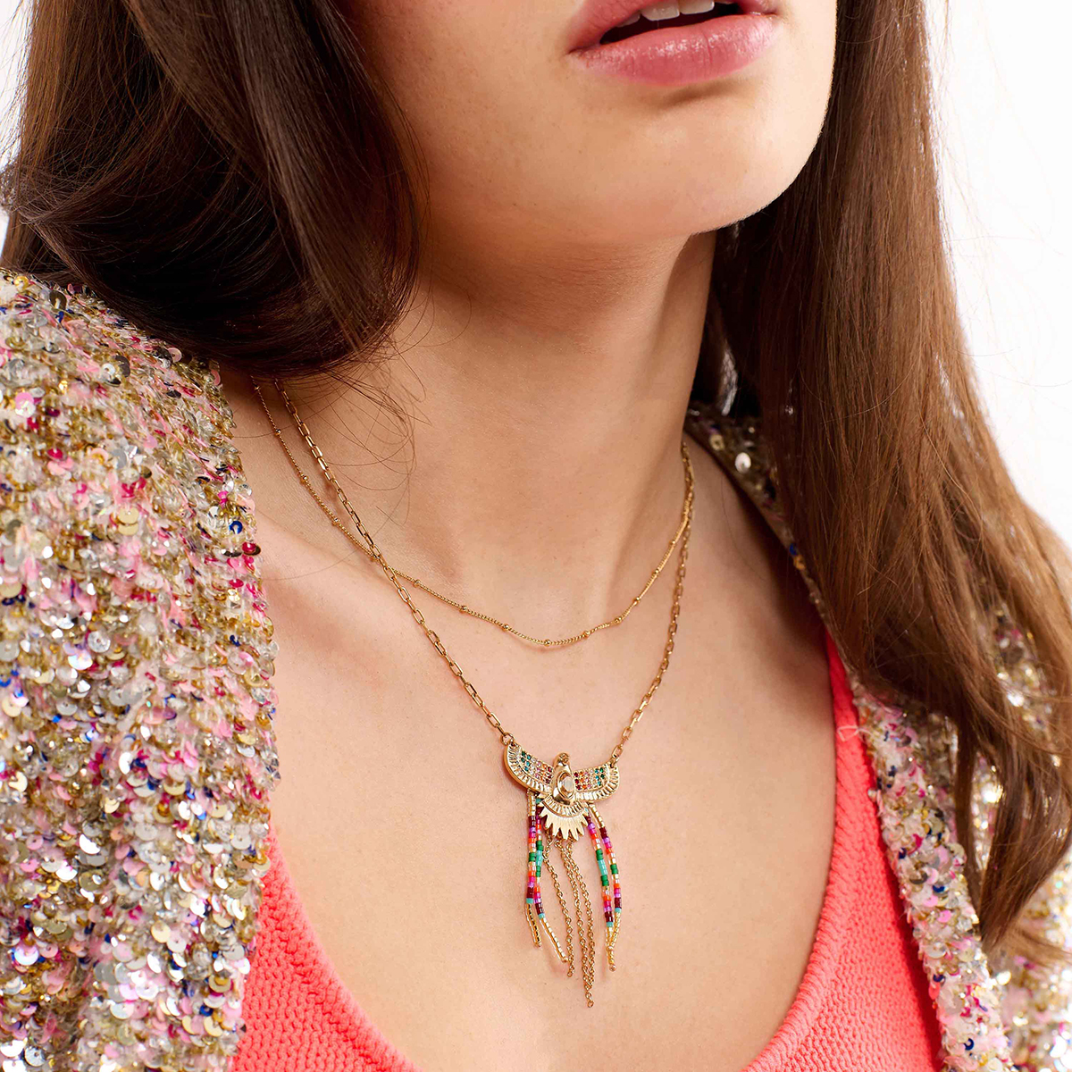 Collier Chaîne Style Rétro Vintage - REF14286J - Occasion En Bon état