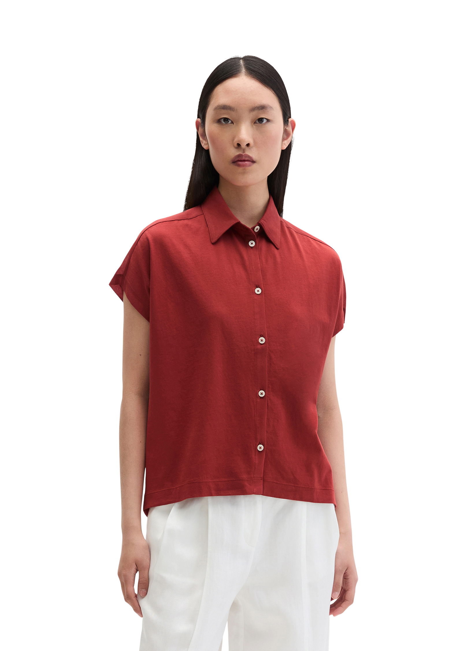 Blouse en jersey large en mélange de matériaux, MARC O'POLO