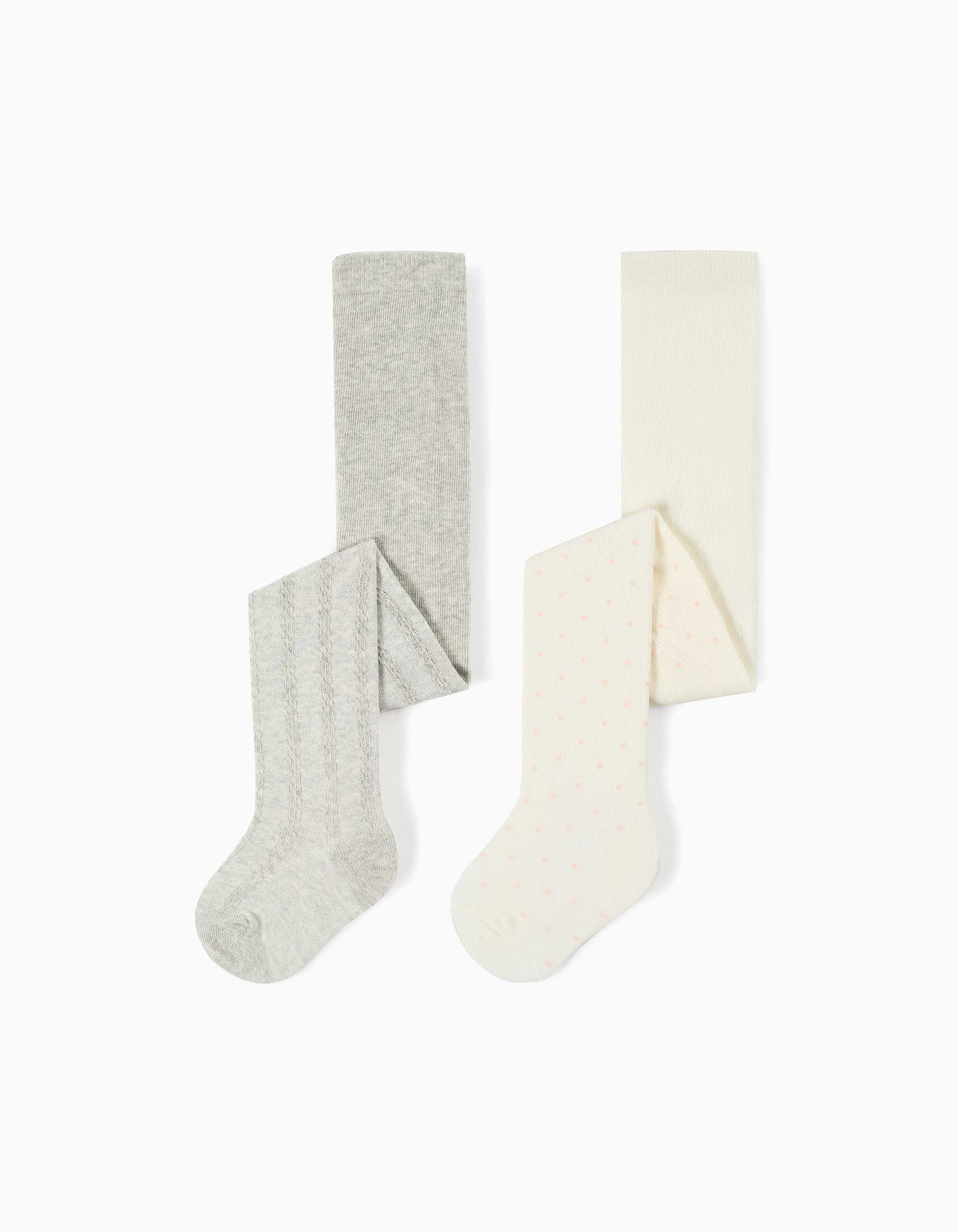Lot de 2 collants à pois/maille torsadée, ZIPPY
