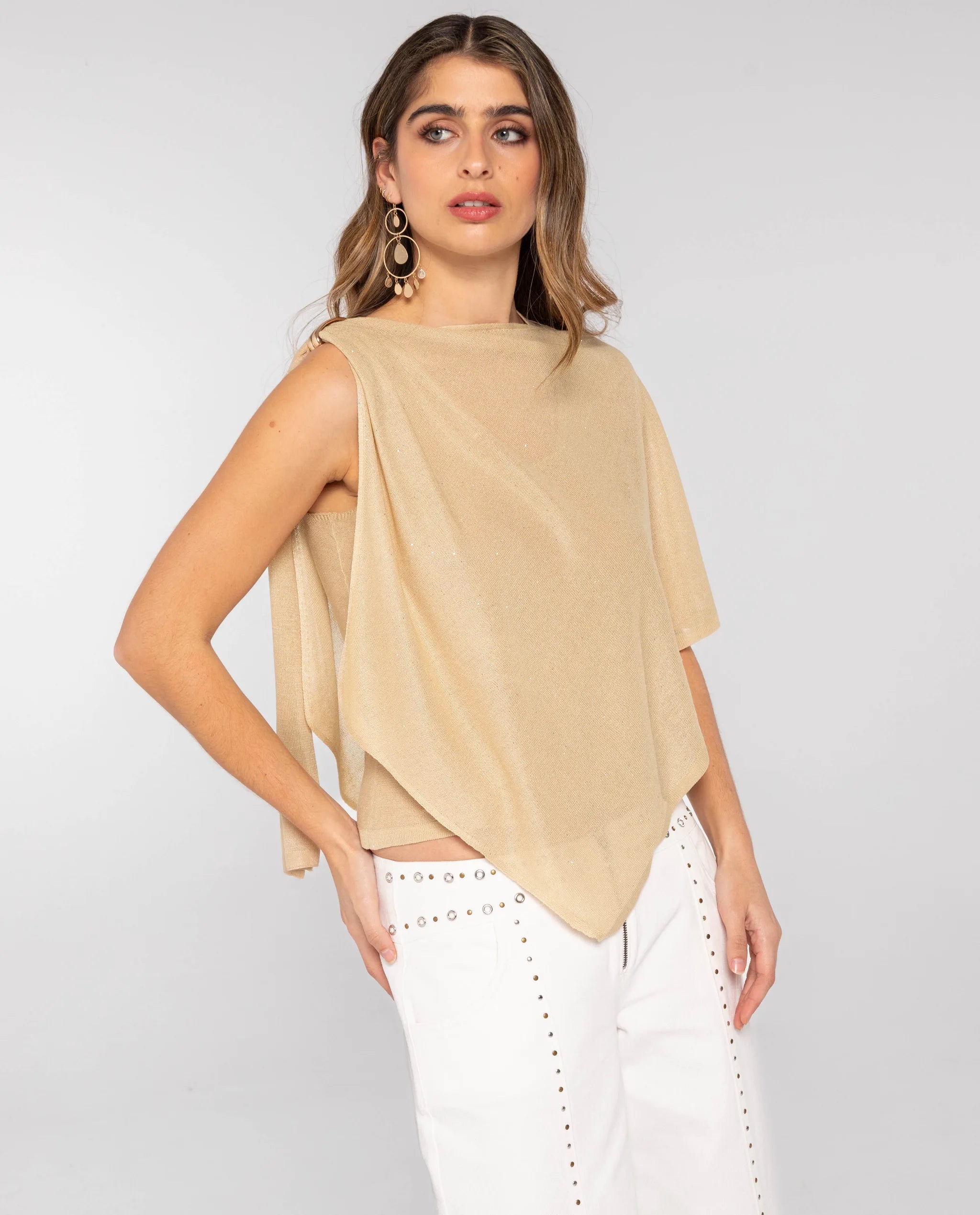 Top en maille avec cape asymétrique, THE-ARE