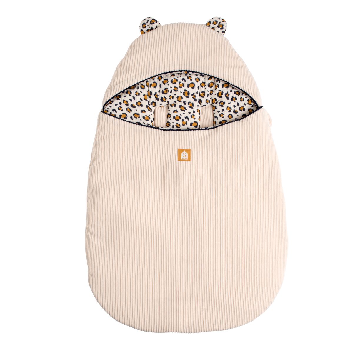 Nid d'ange bébé 5 attaches en velours côtelé et intérieur gaze de coton, SAUTHON
