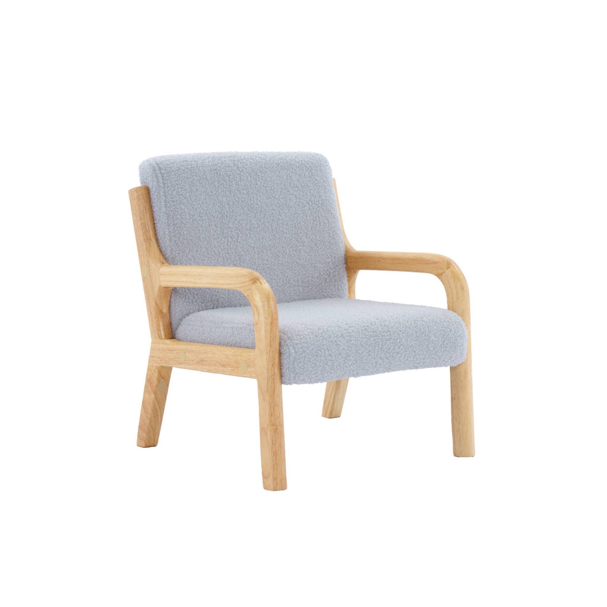 Fauteuil scandinave enfant bois d'hévéa et bouclette LORENS KIDS, SWEEEK