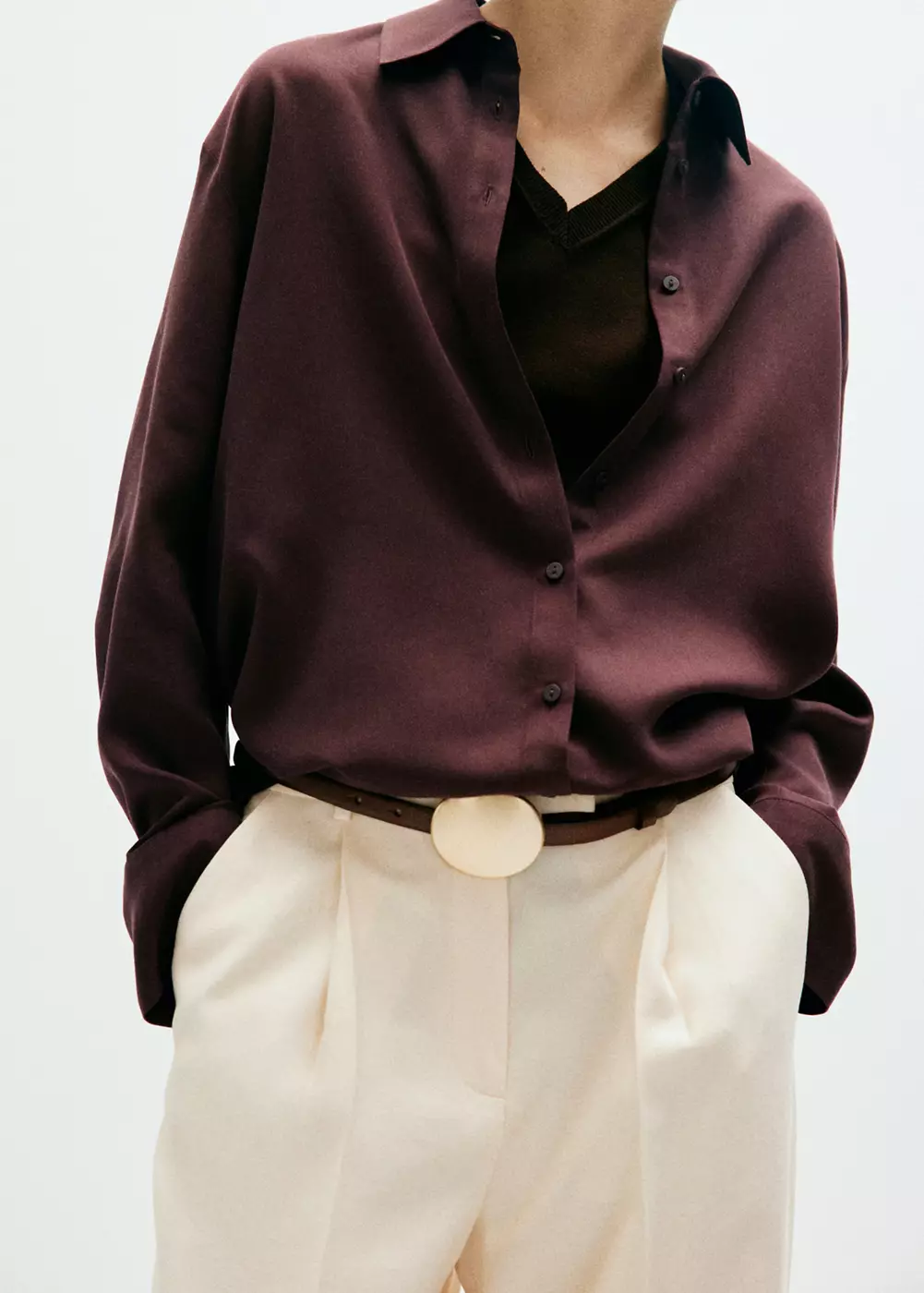Chemise droite en lyocell, MANGO