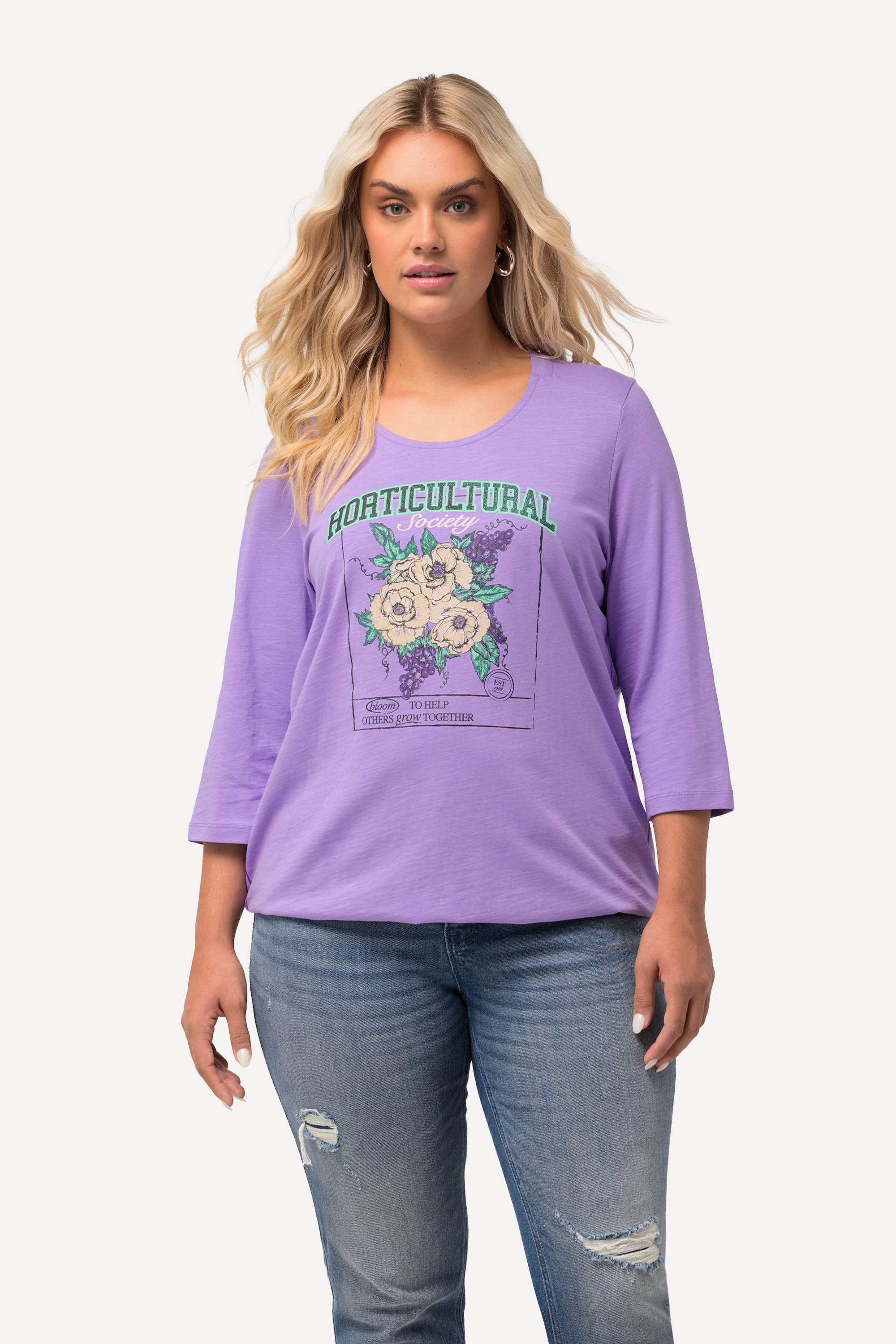 T-shirt, motif floral, base élastique, ULLA POPKEN