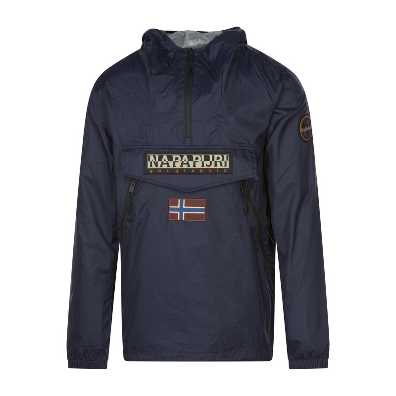Coupe-vent à capuche bleu marine uni avec un col zippé et une coupe regular fit, NAPAPIJRI
