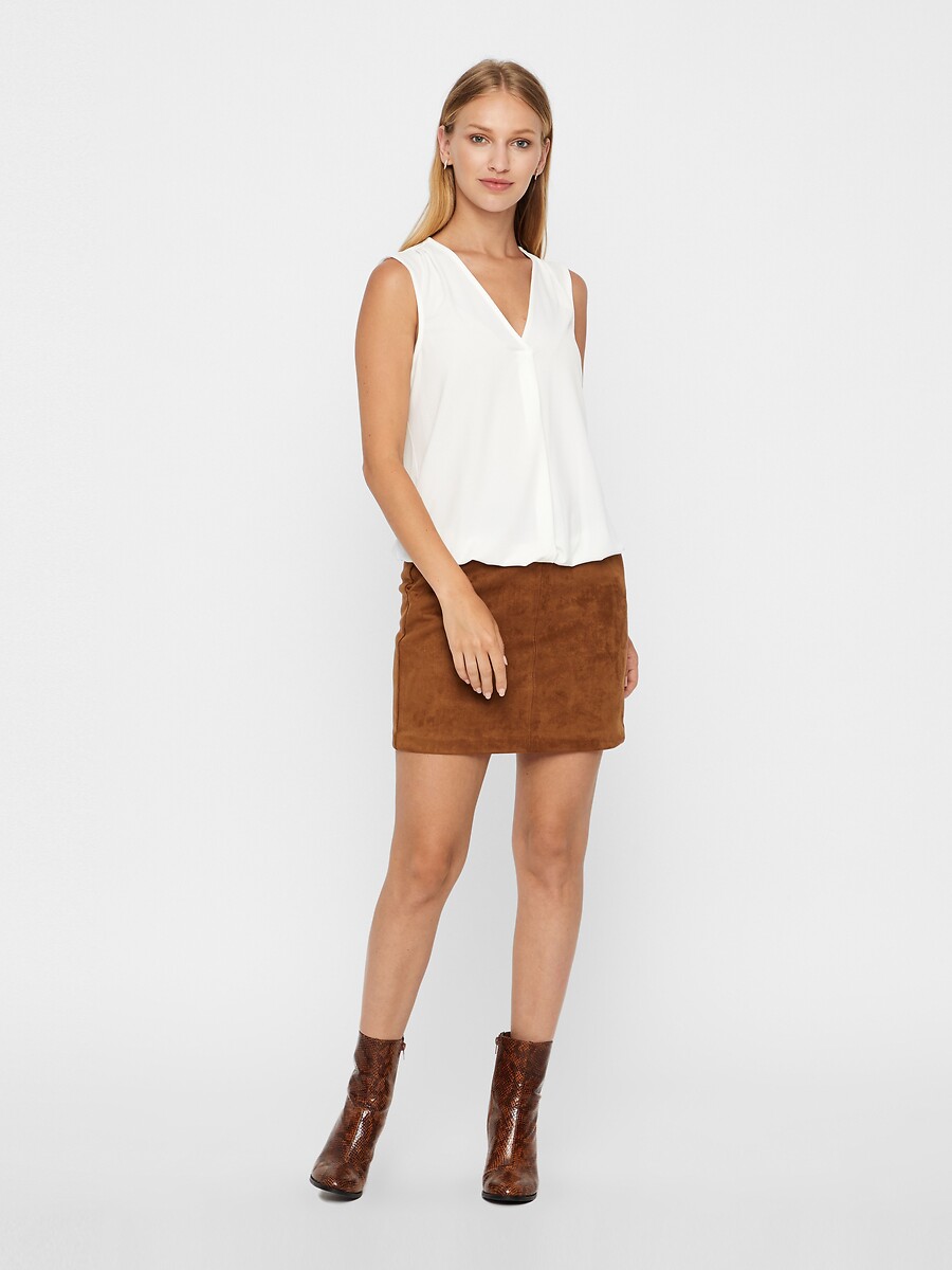 Jupe droite courte en suédine, VERO MODA