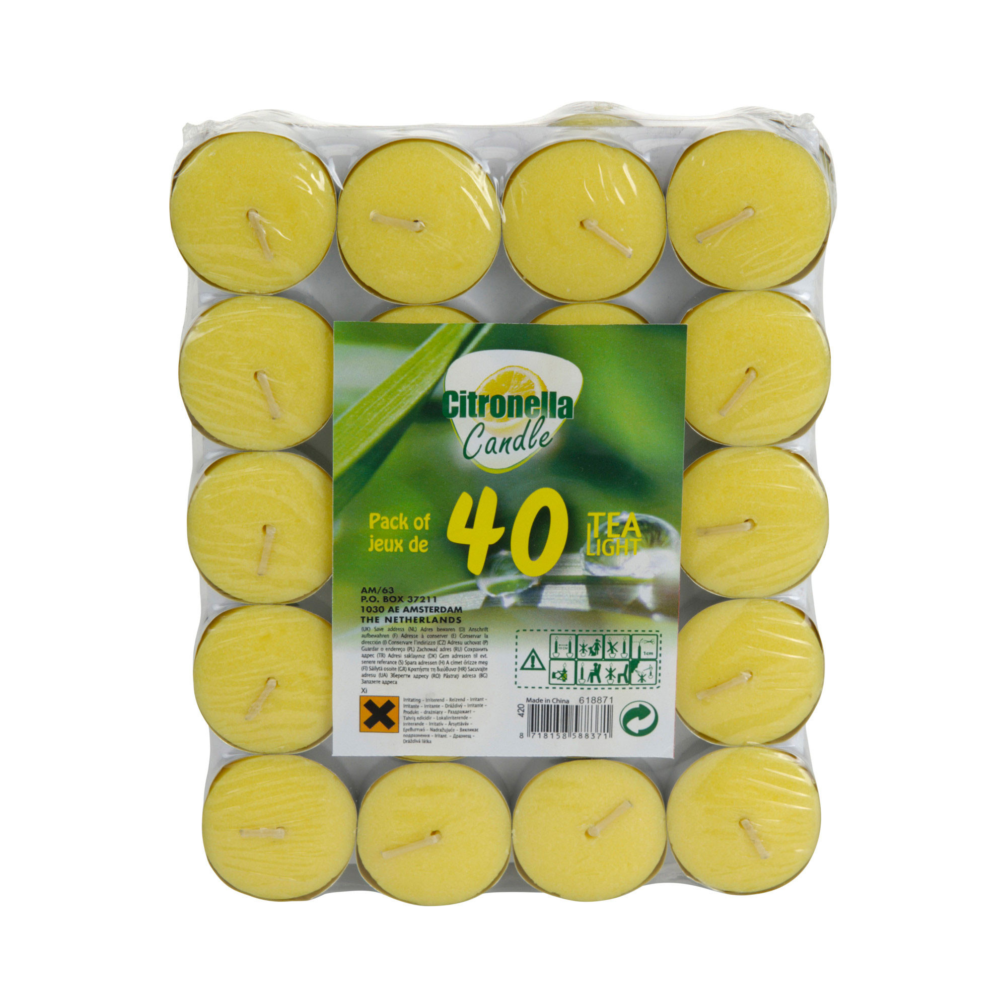 Set de 40 bougies chauffe-plats à la citronnelle - 3.5x3.5x1.5cm, WADIGA