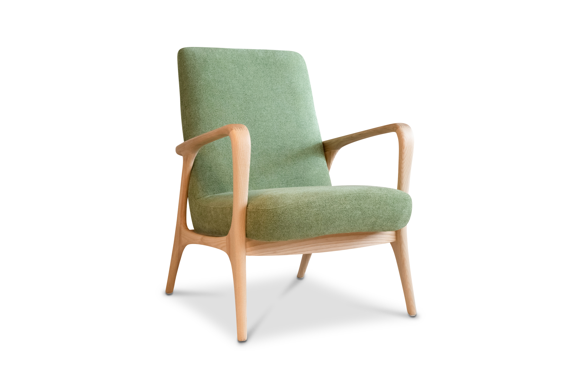 Fauteuil en frêne et velours EON, PRODUIT INTERIEUR BRUT