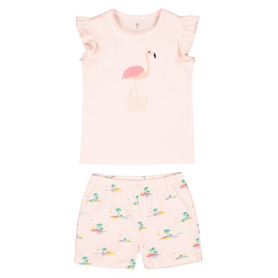 Pyjashort met roze flamingo print LA REDOUTE COLLECTIONS