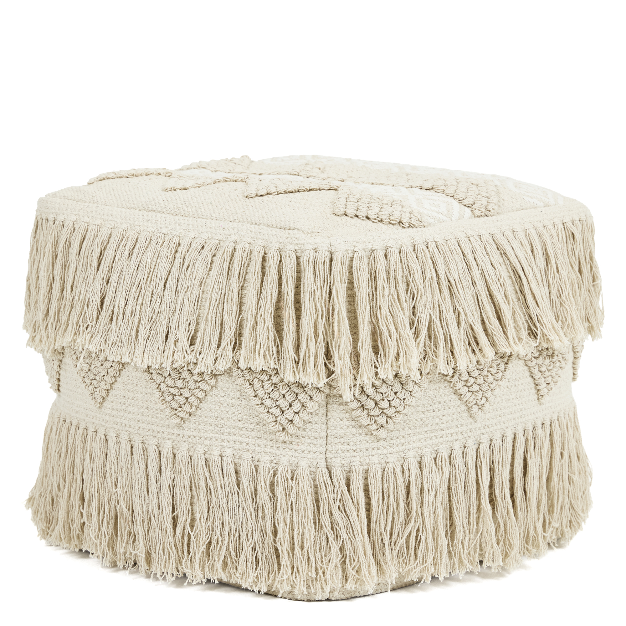 Pouf repose-pieds carré en coton capitonné bohème Oeko-Tex® - CALLI, ICON