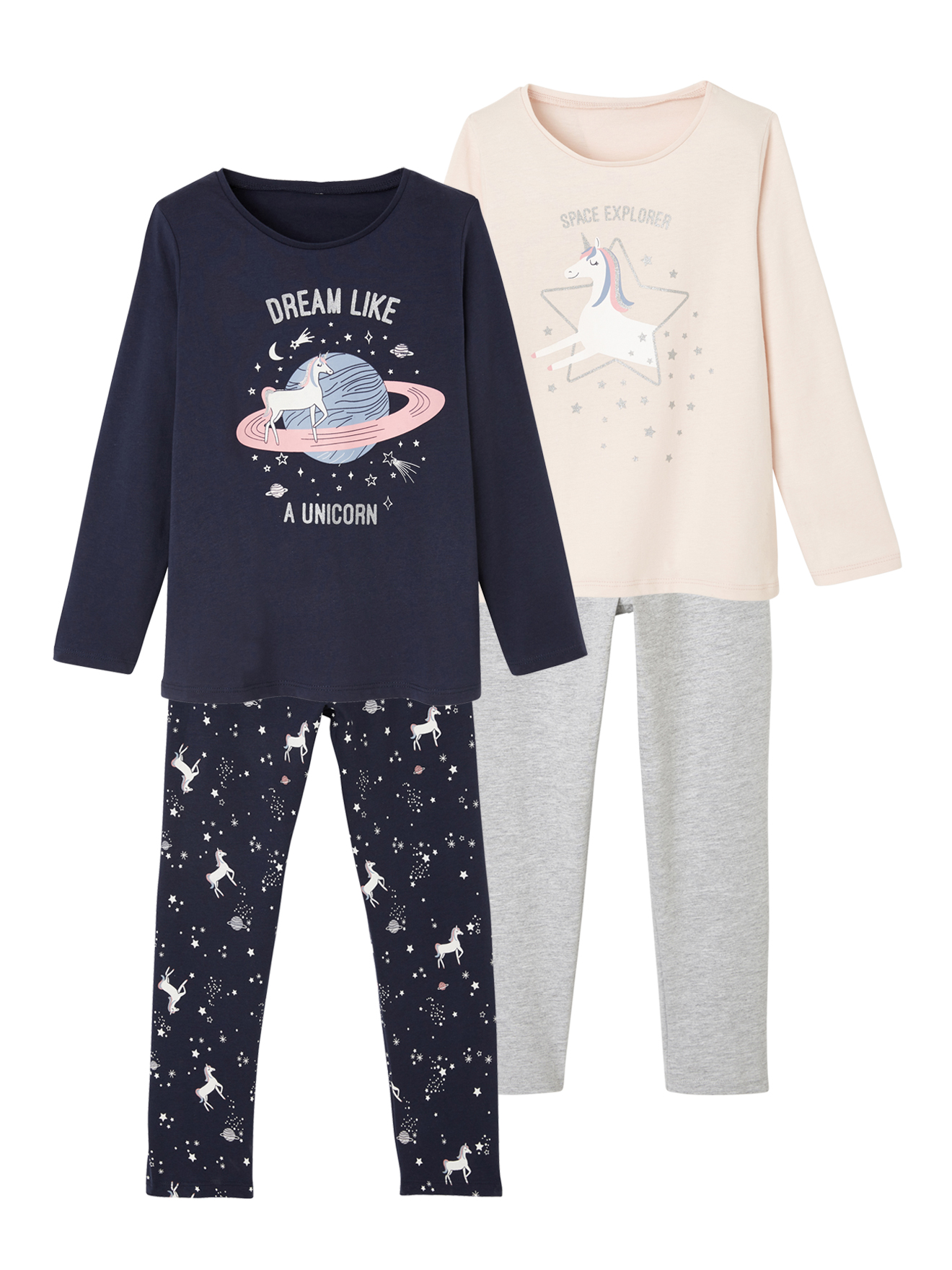 Lot de 2 pyjamas licorne Oeko-Tex®, VERTBAUDET