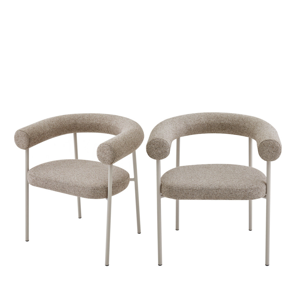 Lot de 2 fauteuils de table en tissu pieds beige- OLYMPE, DRAWER