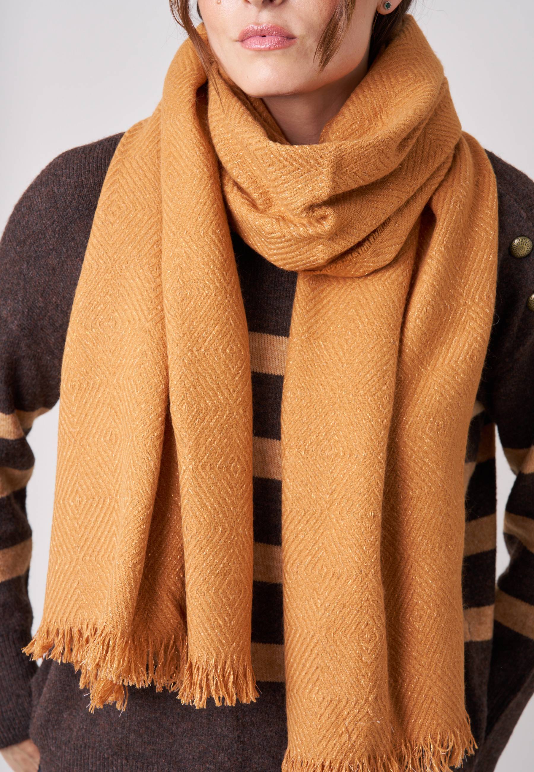Écharpe femme chevron avec franges MORGANE, DEELUXE
