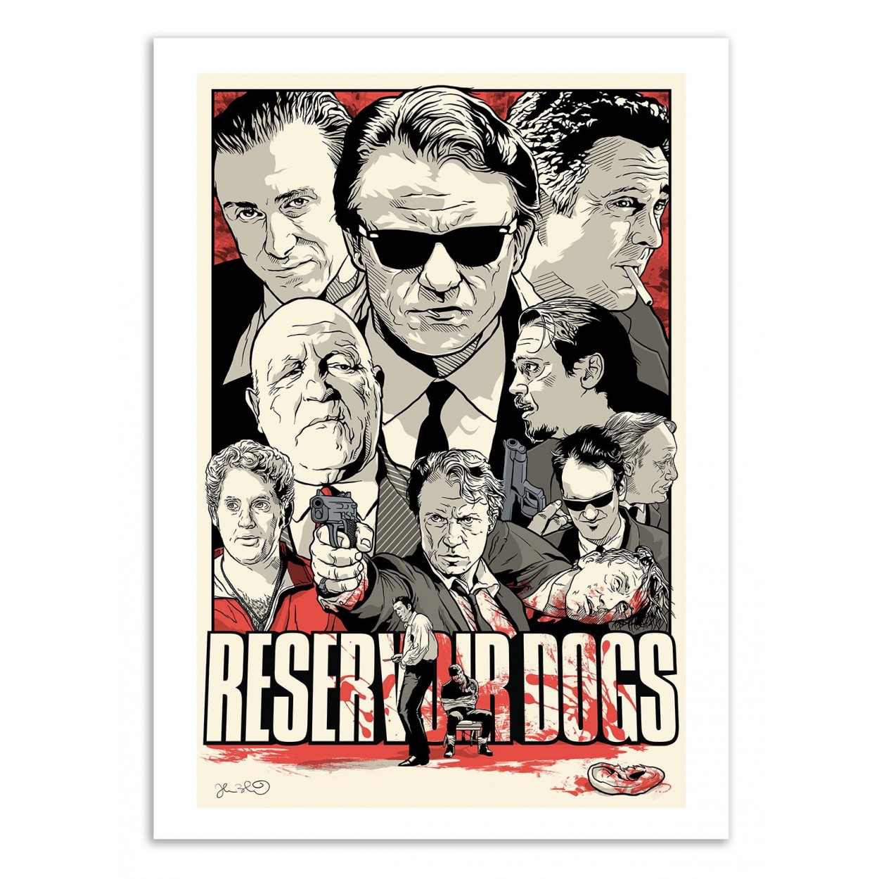 Affiche d’art et cadre noir 50 x 70 cm - Reservoir dogs - Joshua Budich, WALL EDITIONS