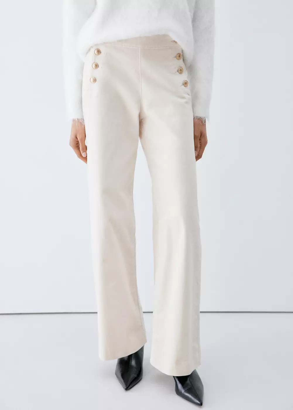 Pantalon en velours à boutons, MANGO