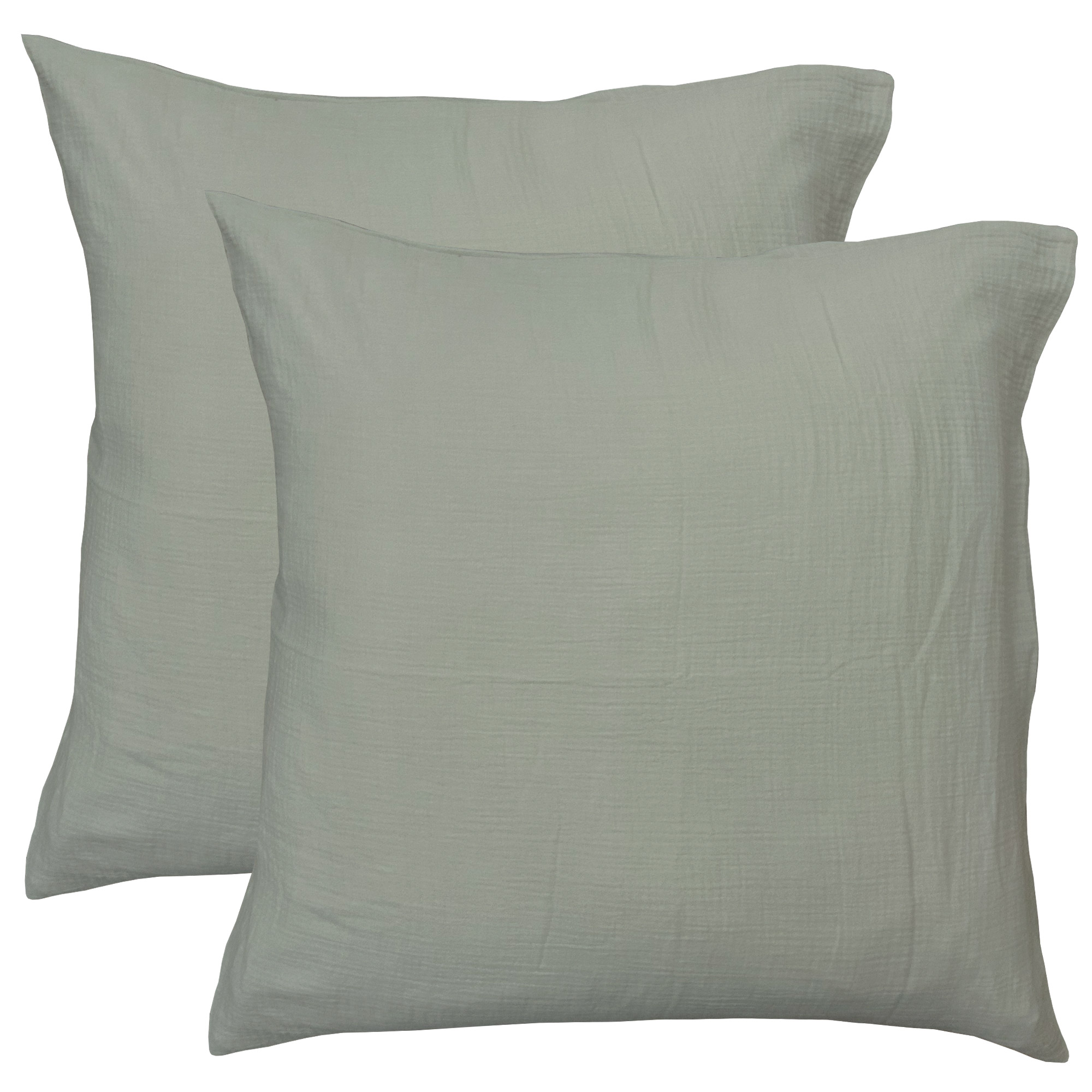 Set de 2 taies d'oreiller unies en coton, GAZE DE COTON, MATT ET ROSE