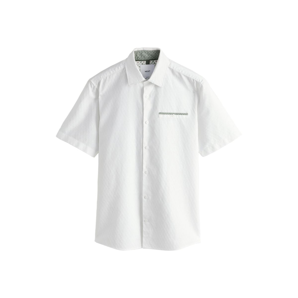 Chemise coton/lin à manches courtes et liseré, NEXT