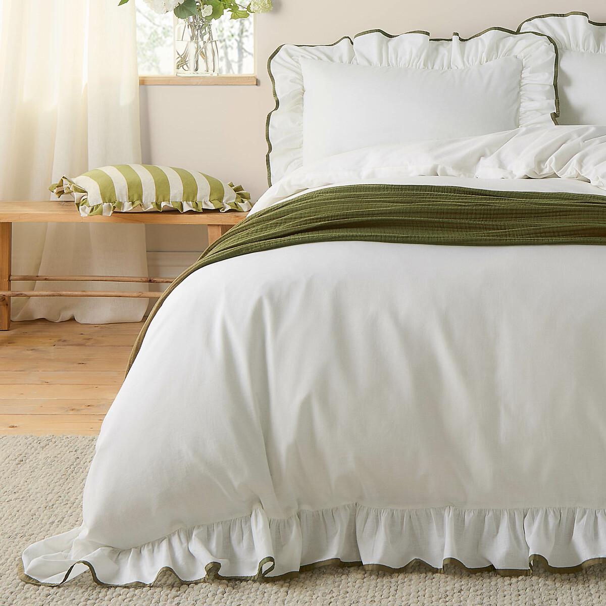 Blousey Cotton Ruffle Duvet Cover and Pillowcase Set, WYLDER NATURE