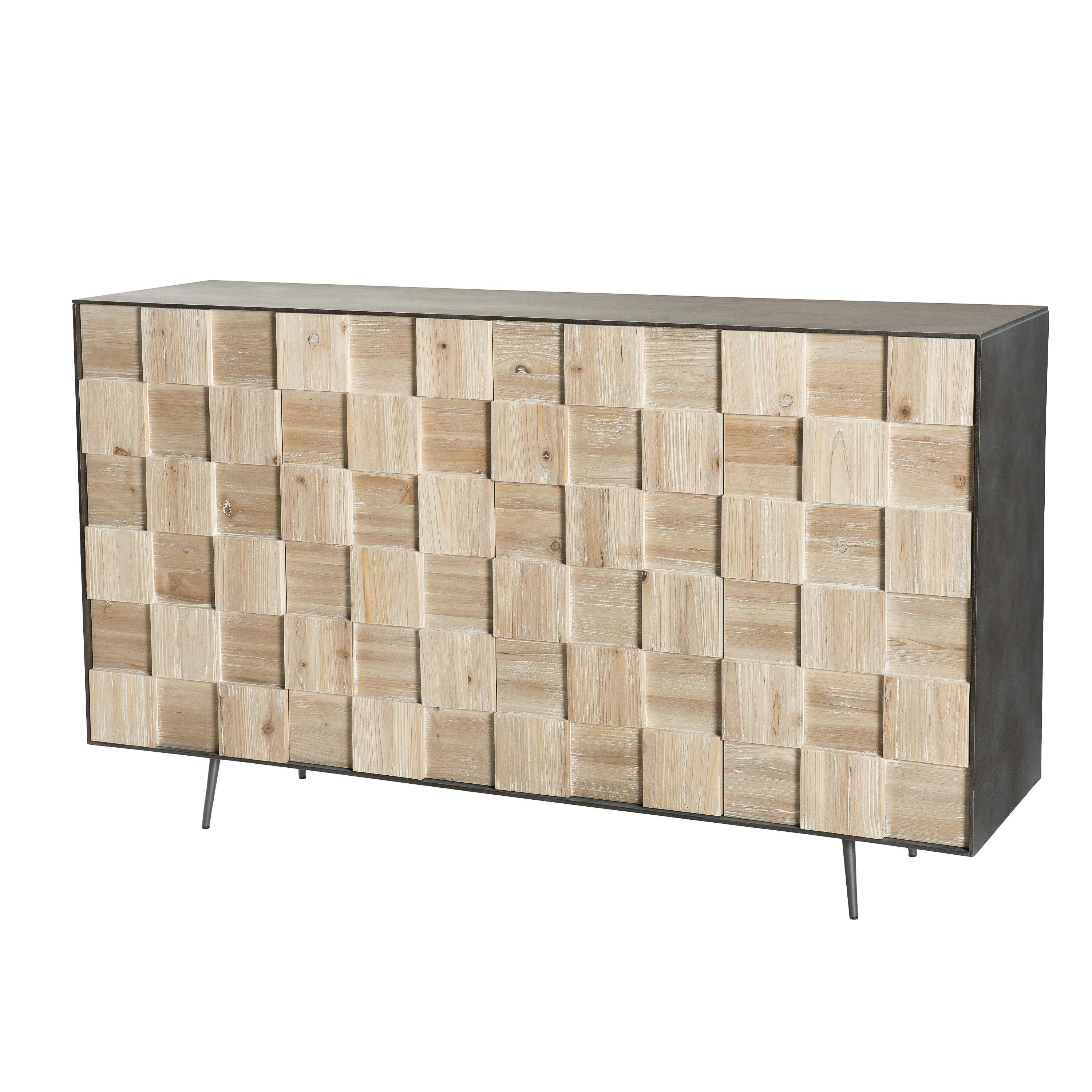 Buffet bois sapin sapin motif damier en relief CARPATES, PIER IMPORT