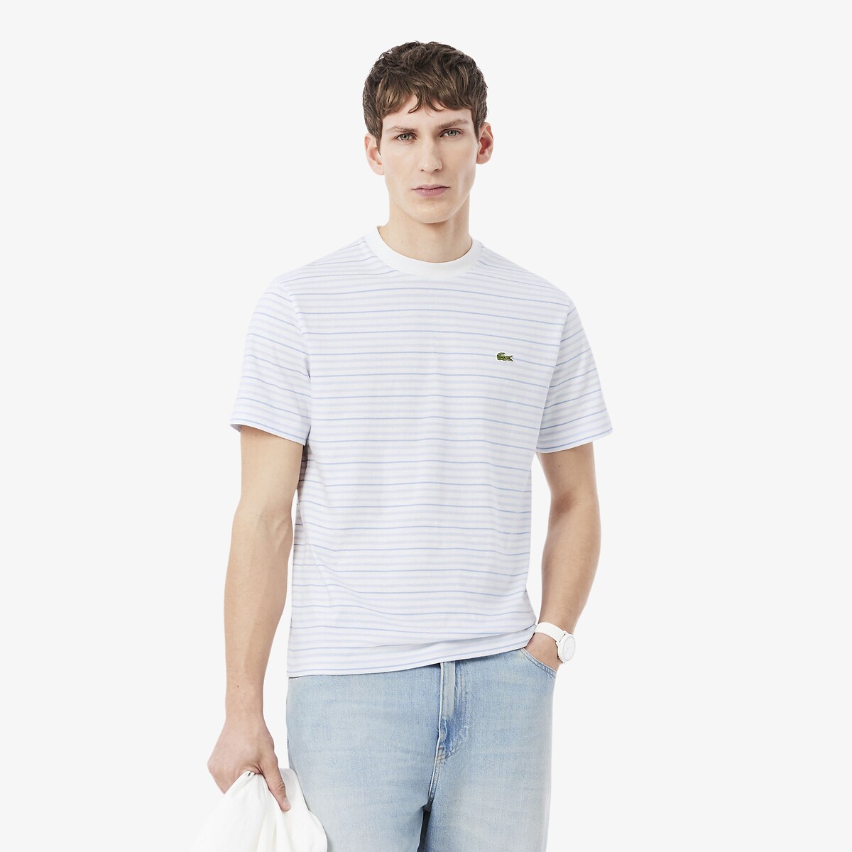 T-shirt coton épais rayé, LACOSTE
