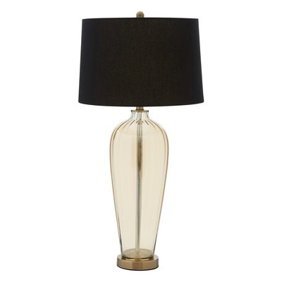 Amber Tall Glass with Black Shade Table Lamp SO'HOME