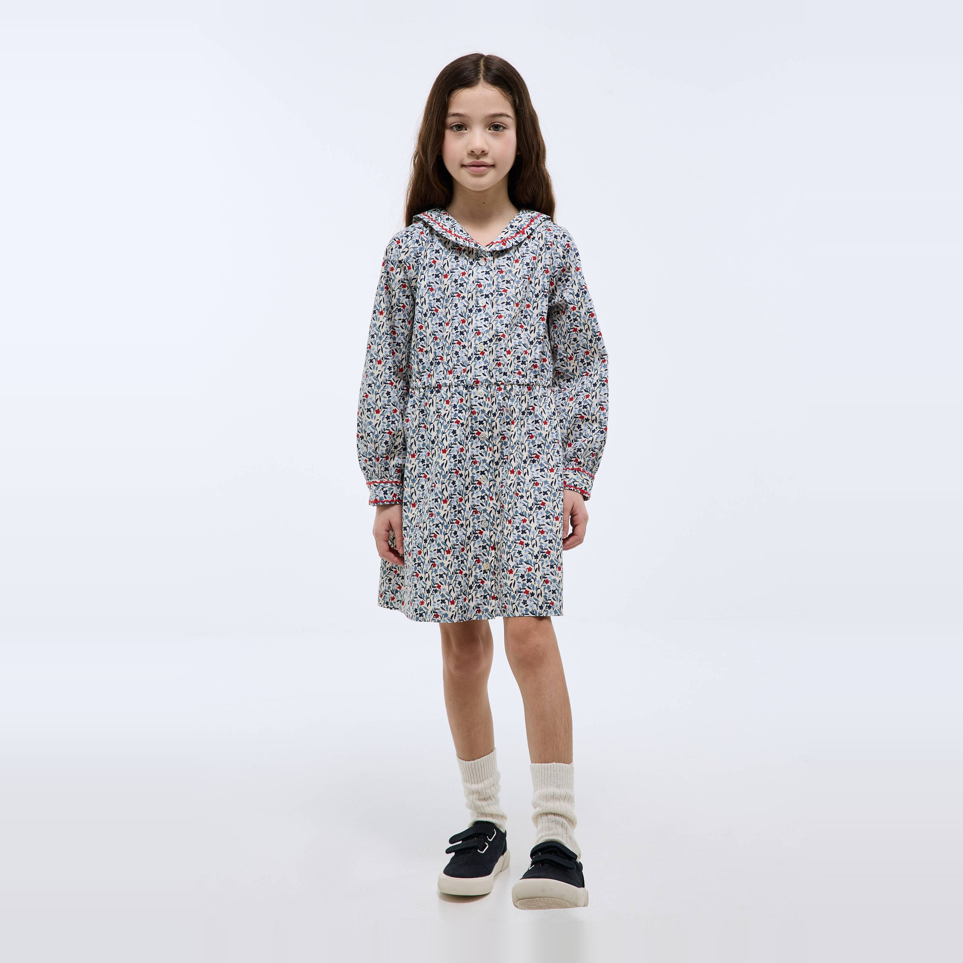 Robe manches longues imprimée col bateau, MONOPRIX