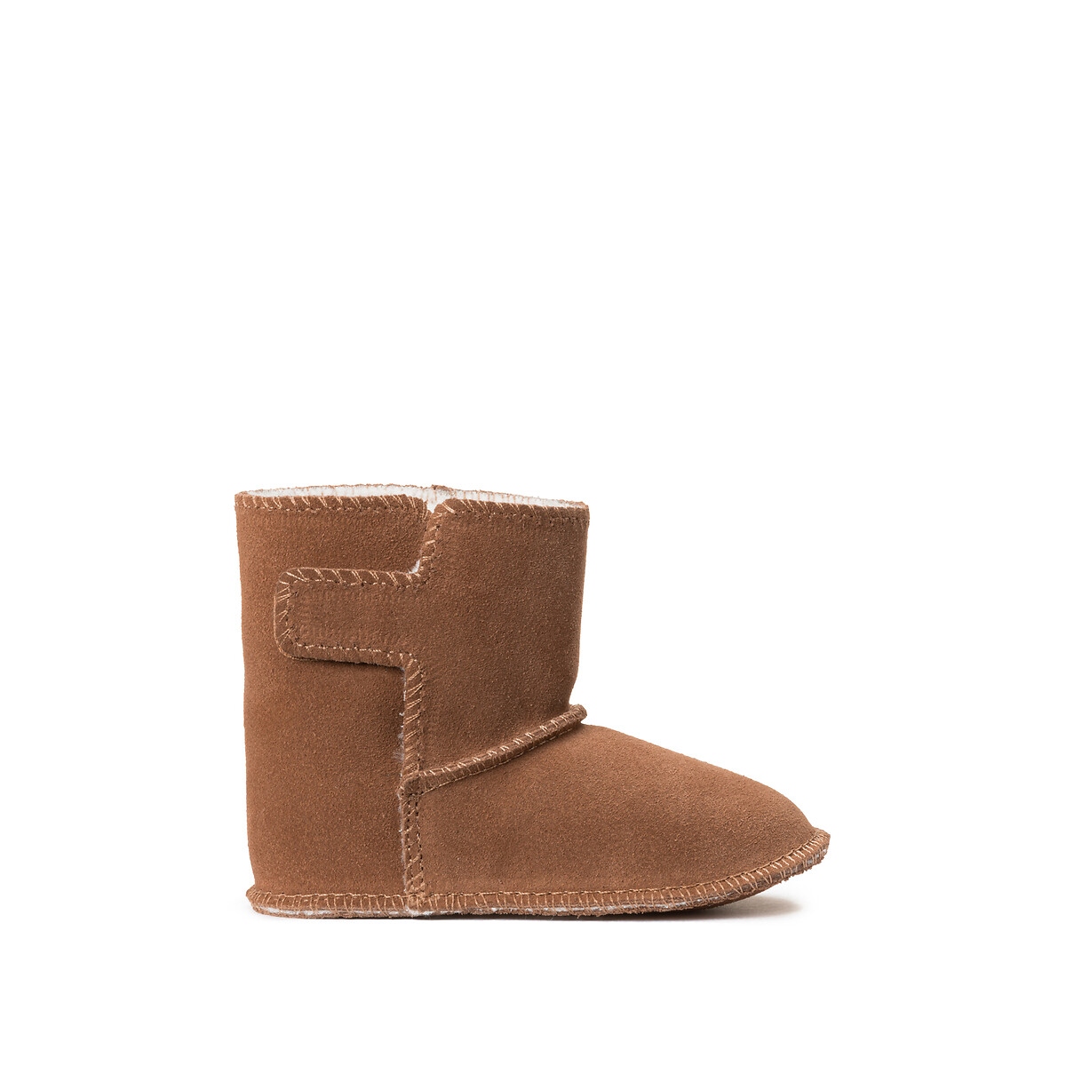 Kids Suede Slipper Boots with Faux Fur Lining and Touch ’n’ Close Fastening