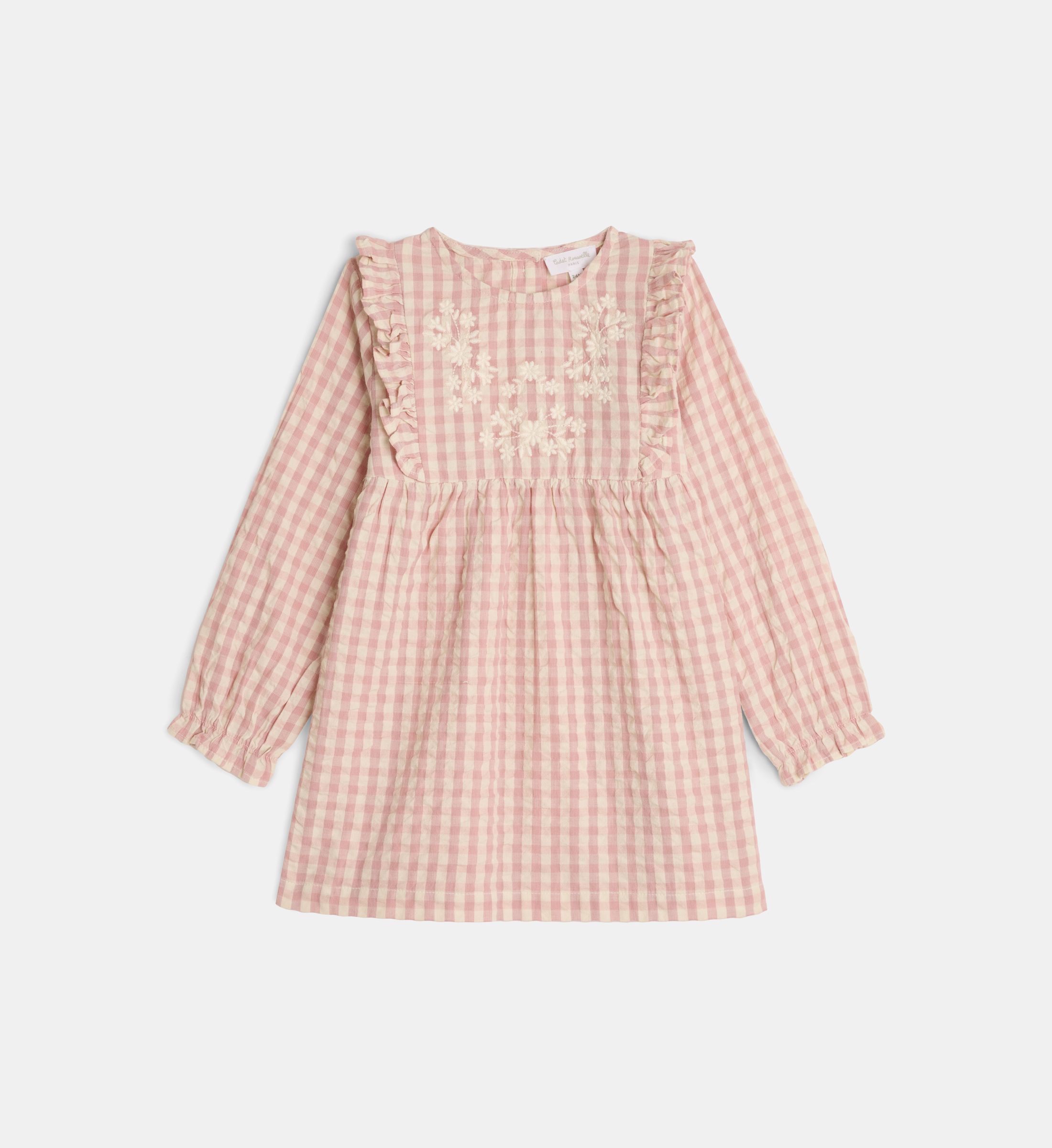 Robe évasée tasa check seersucker vichy coton bio, CADET ROUSSELLE