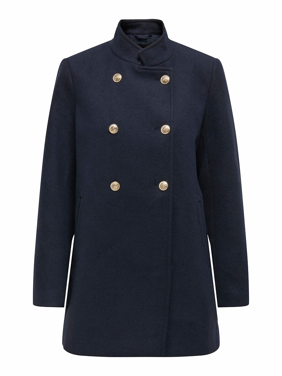 Mid-Length Coat with High Neck and Gold-Tone Buttons, ONLY