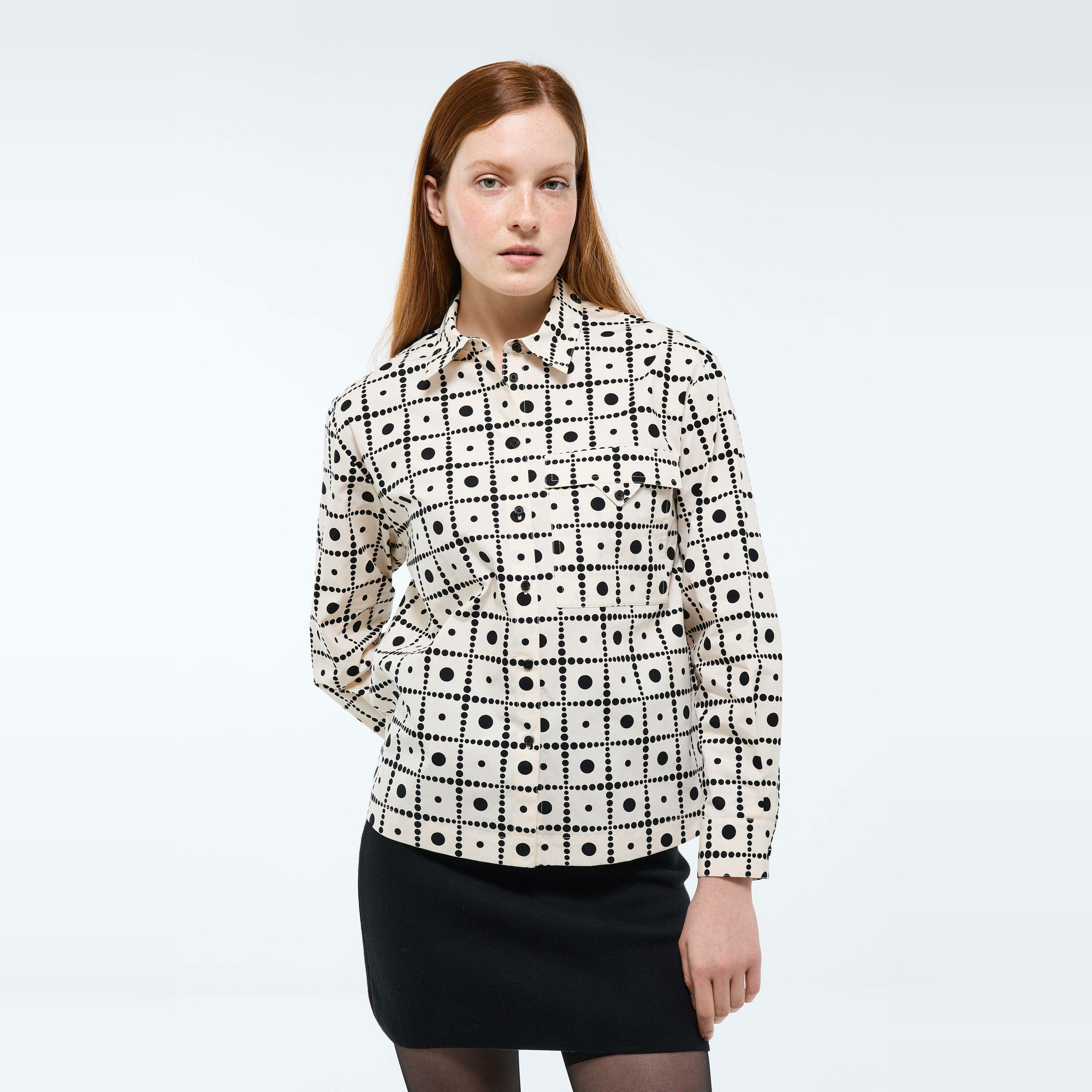 Chemise manches longues imprimée en coton, MONOPRIX