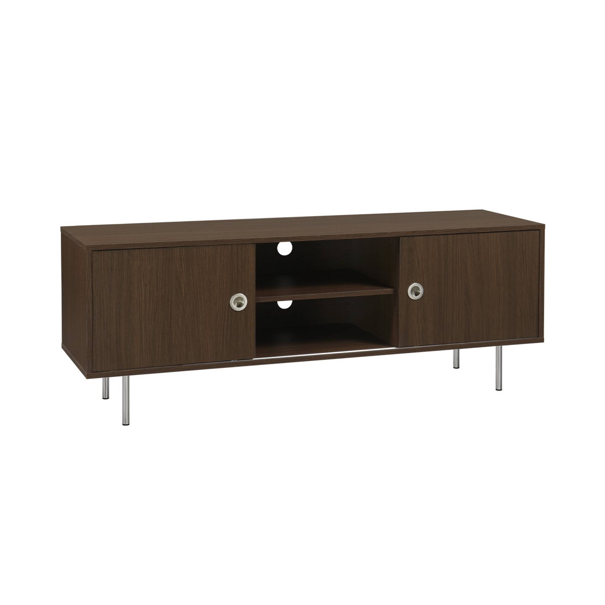 Meuble TV vintage décor bois et acier inoxydable 2 portes 140cm SHELBY, SWEEEK