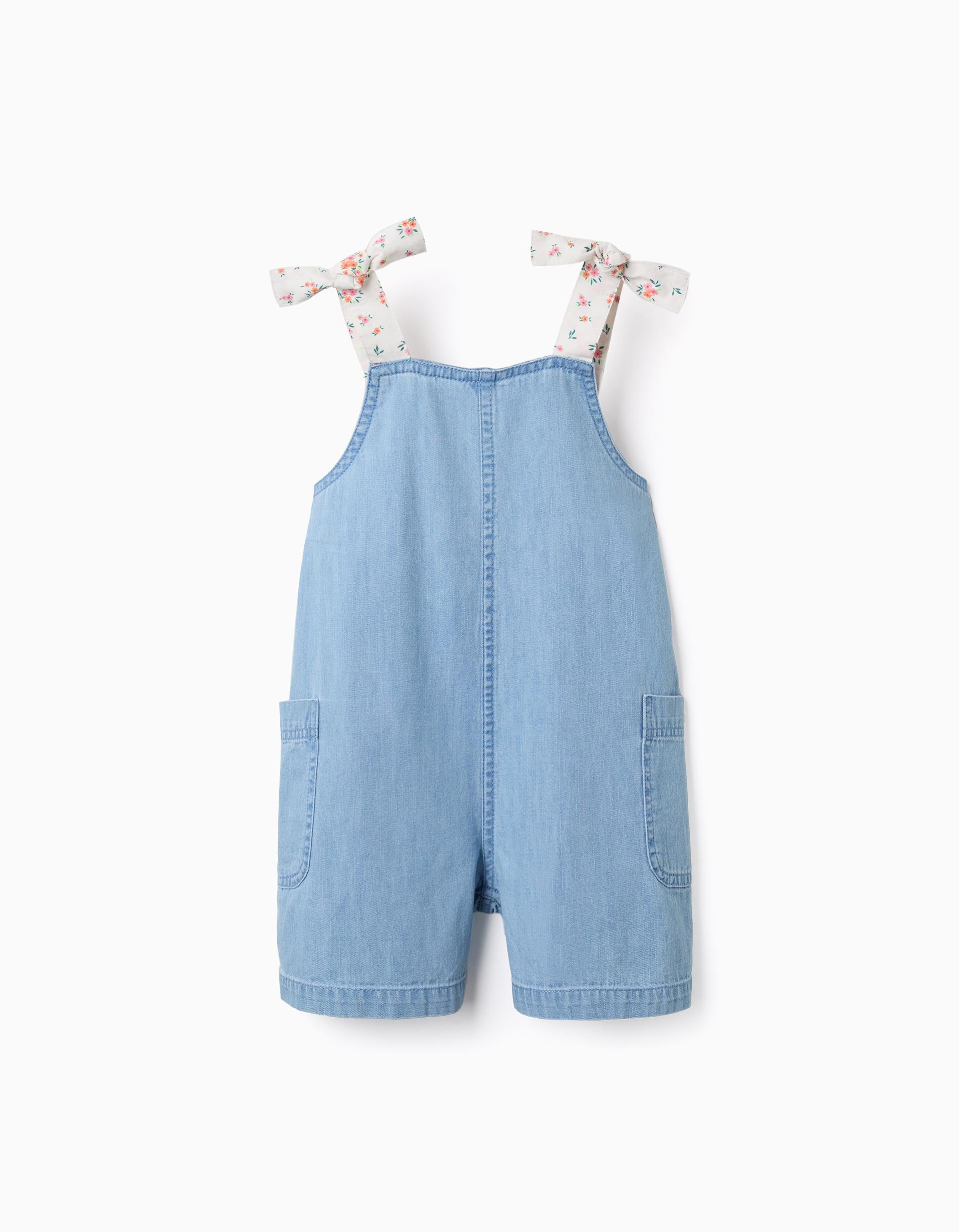Combishort en jean avec bretelles à motif floral, ZIPPY