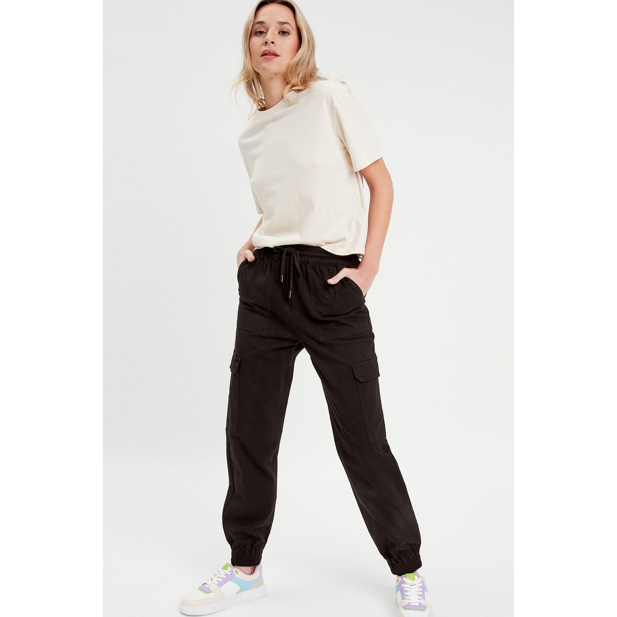 Pantalon cargo noir femme La Redoute