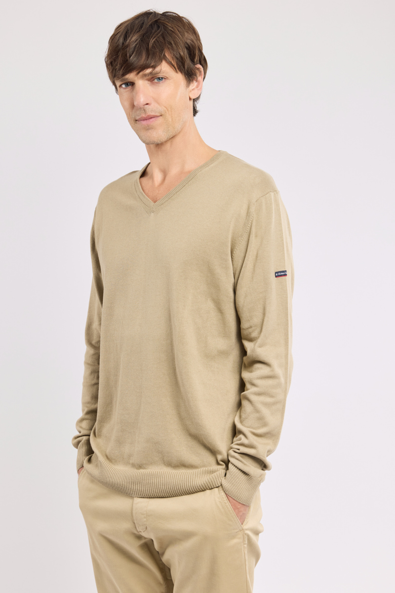 Pull col V - coton et lin, ARMOR-LUX