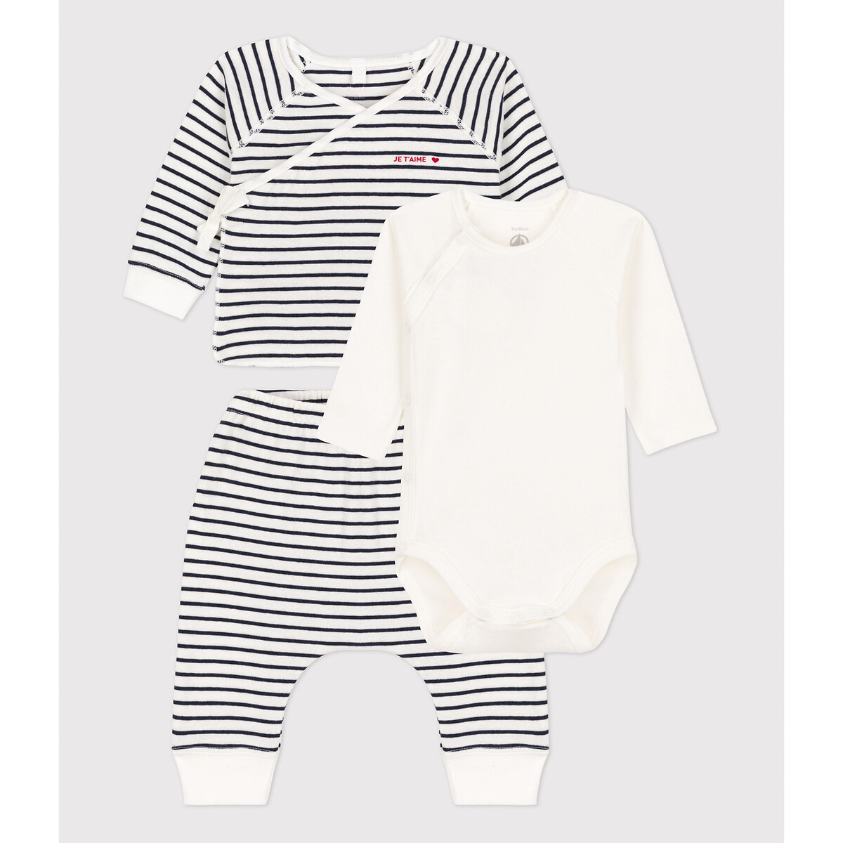 3-Piece Outfit in Striped Organic Cotton