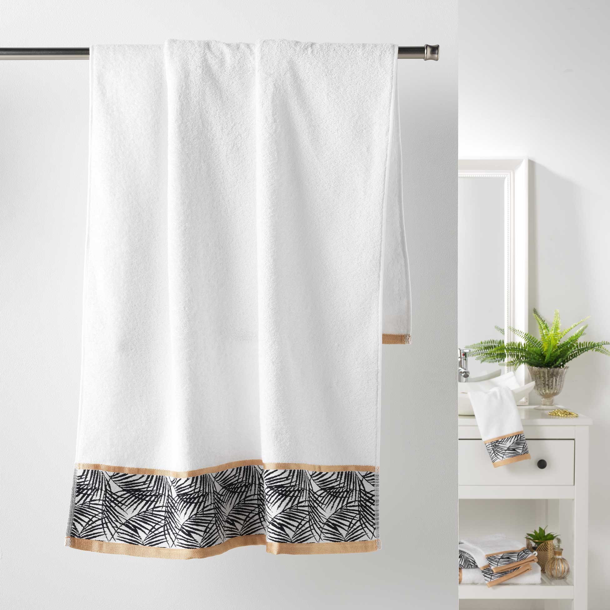 Serviette de toilette 70 x 130 cm Orbelles blanc, EDEN