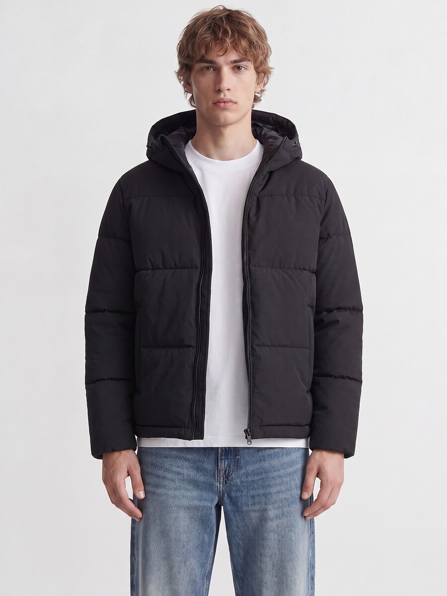 Doudoune courte capuche fixe col montant, plein hiver, JACK & JONES