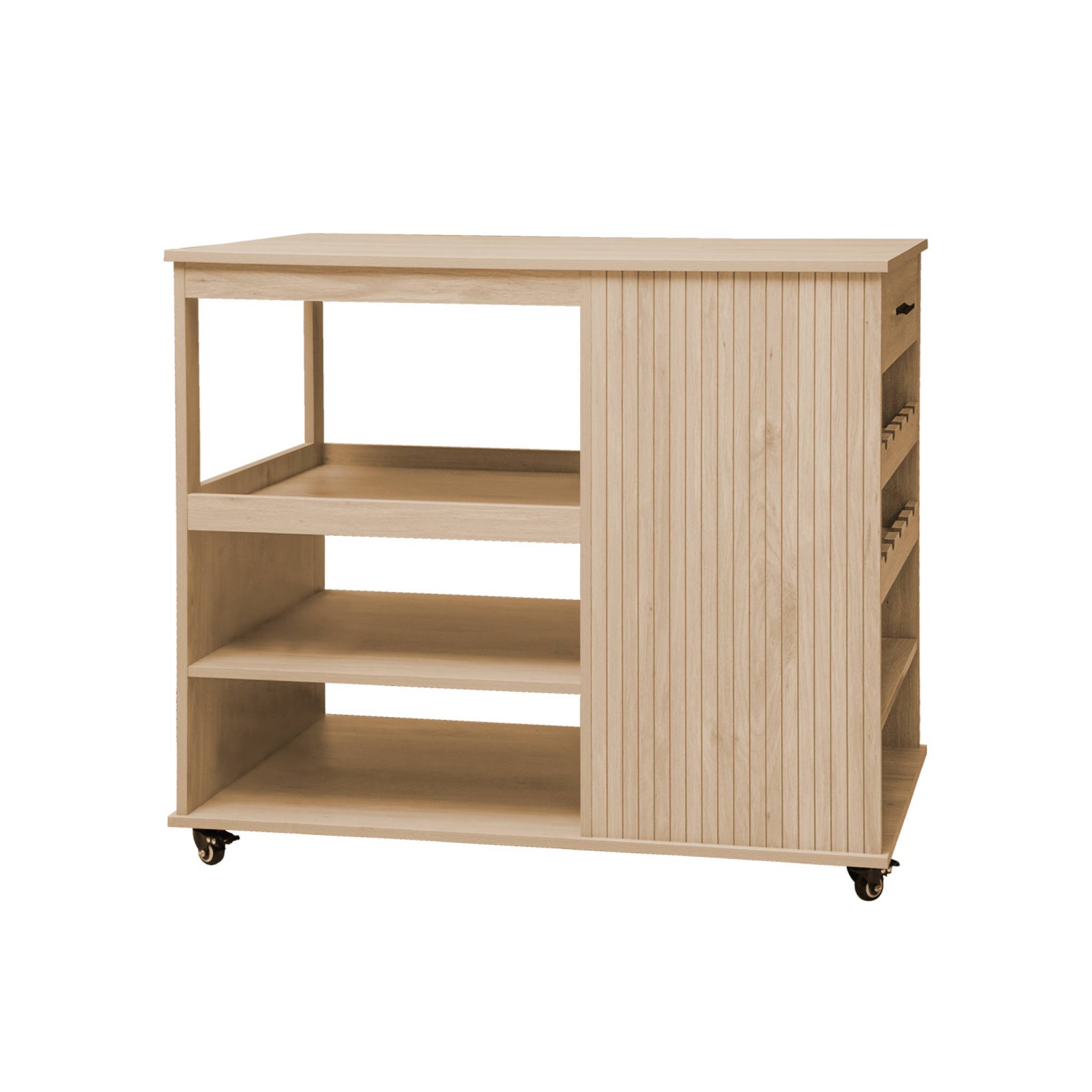 Desserte de cuisine décor bois avec range bouteilles L100cm BATZ, SWEEEK
