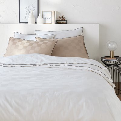 Victor Checkerboard Washed Cotton Satin Duvet Cover LA REDOUTE INTERIEURS