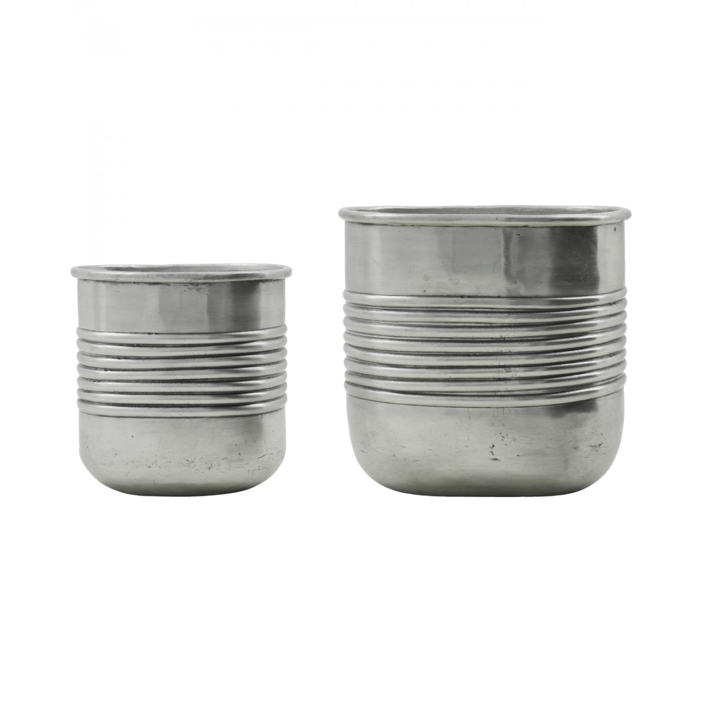 Lot de 2 cache pots en métal Groove, HOUSE DOCTOR