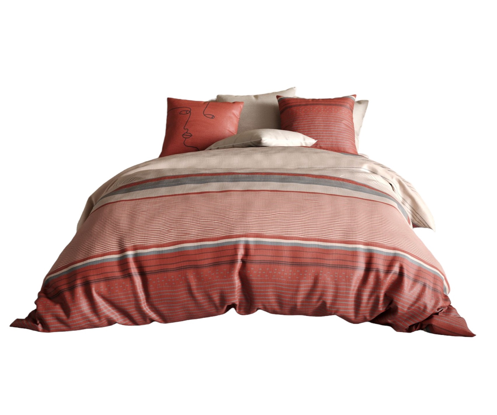 Housse de couette + taie percale forme hanna, EDEN
