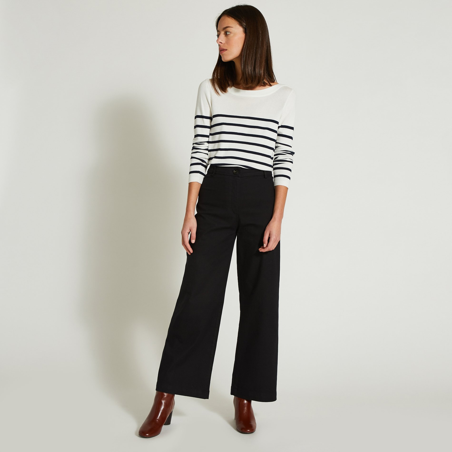 Pantalon large taille haute, Oeko-Tex, MONOPRIX