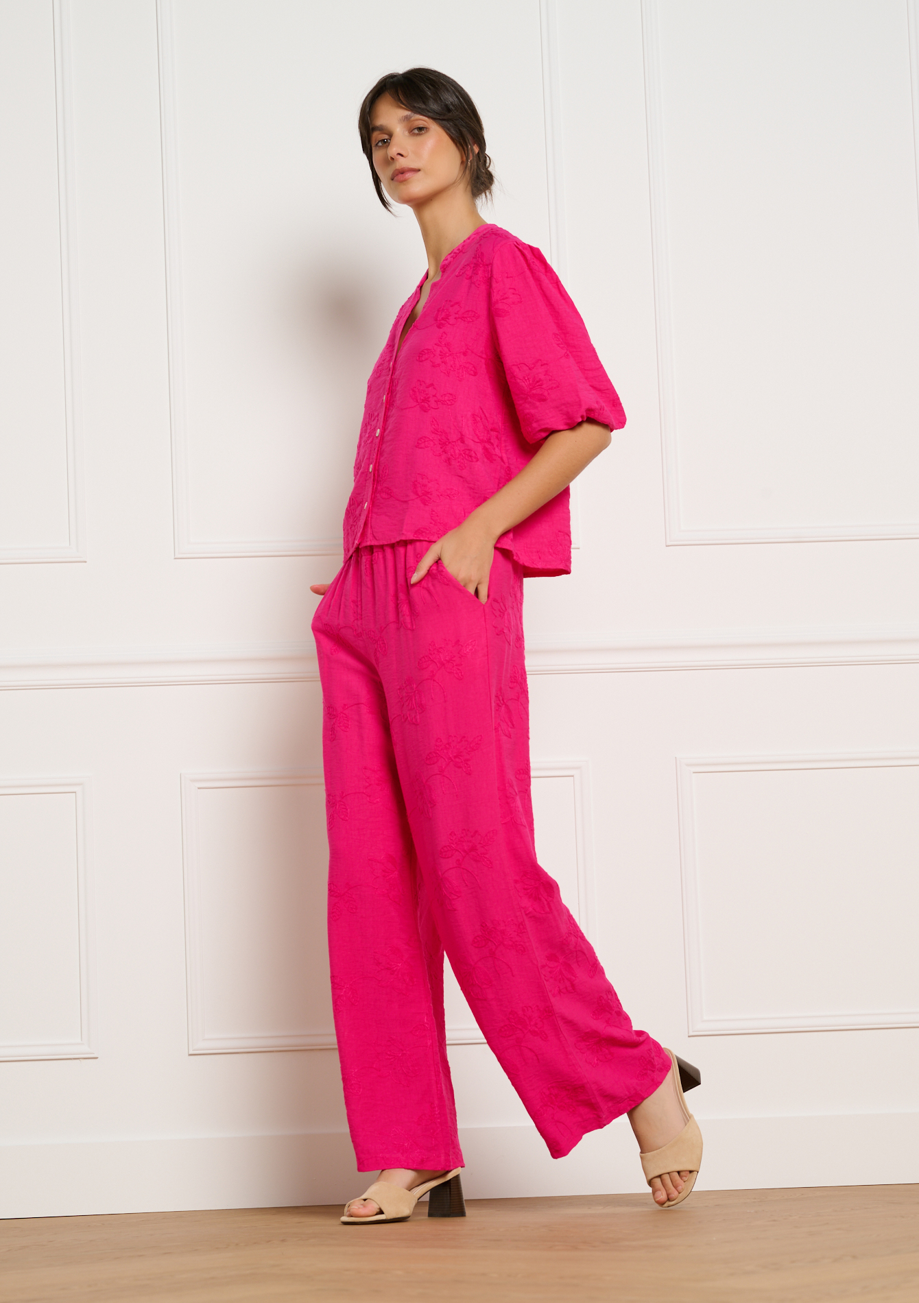 Pantalon brodé fluide, LOLALIZA