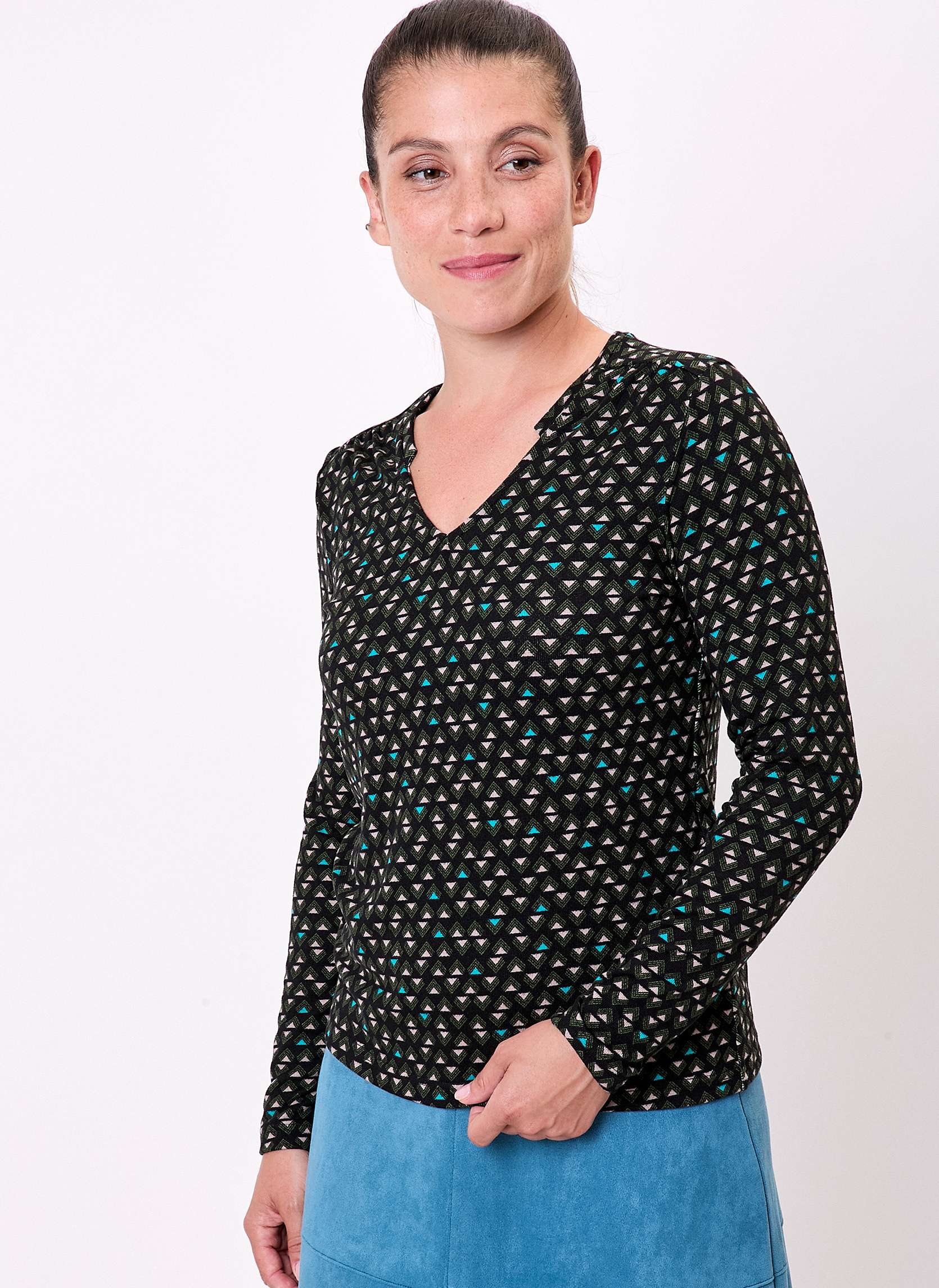 T-shirt imprimé fluide col V maille ORVAR, LA FIANCÉE