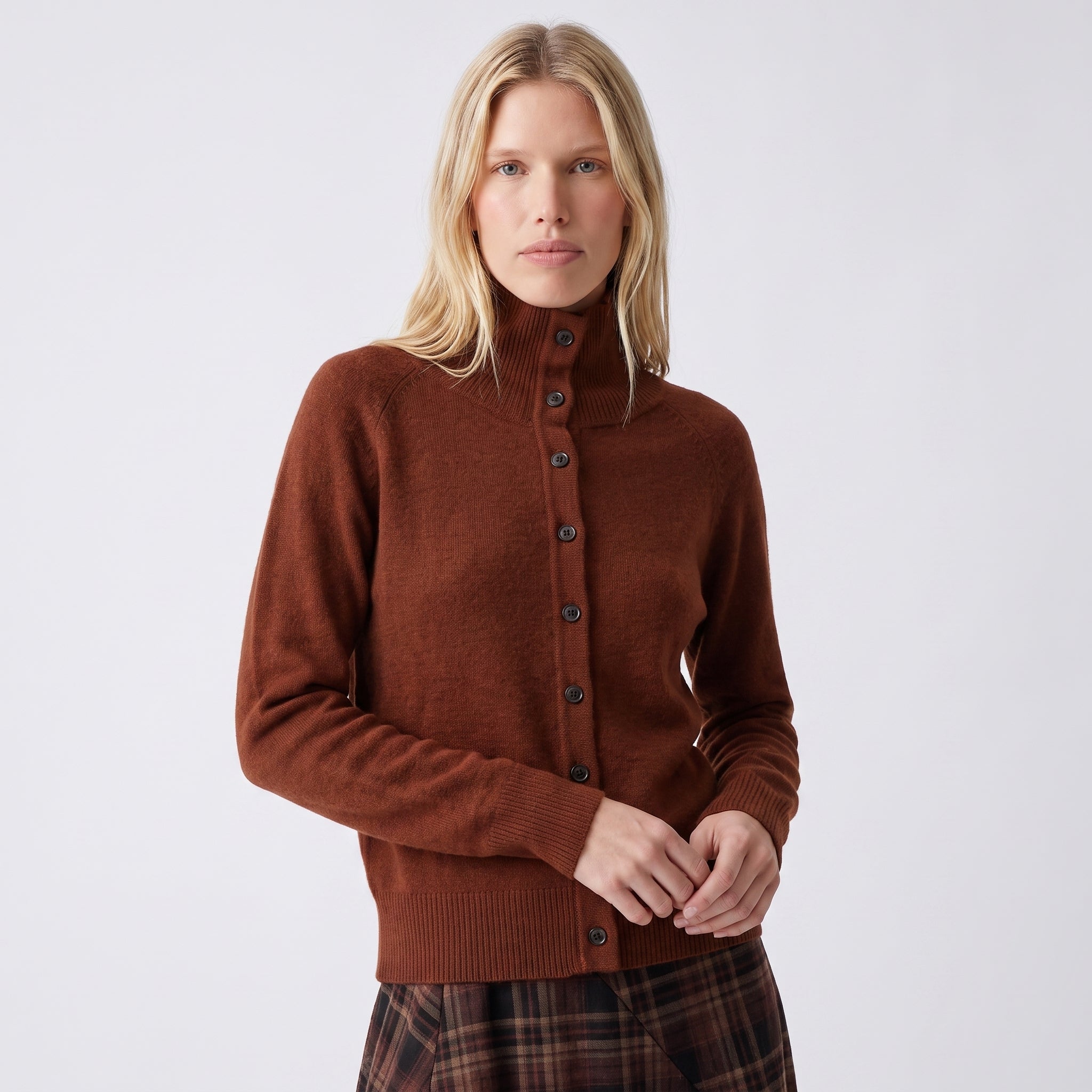 Cardigan col montant boutonné coupe ajustée ANORIA, ARTLOVE