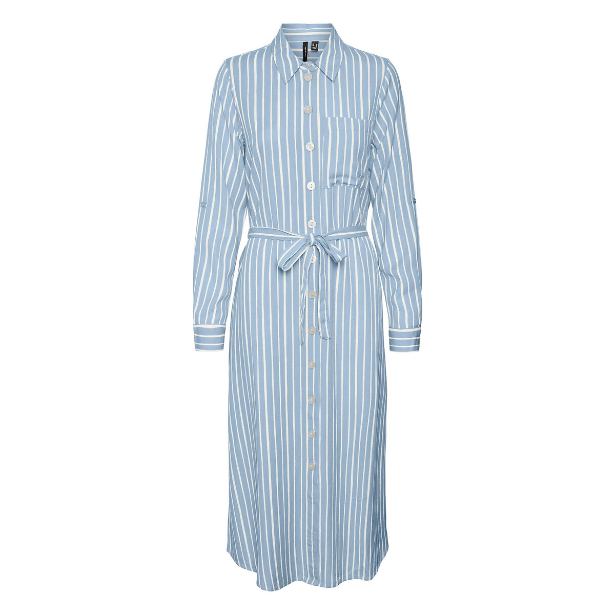 Image of Striped Midi Shirt Dress