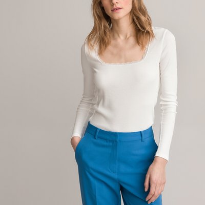 Square Neck T-Shirt with Long Sleeves LA REDOUTE COLLECTIONS