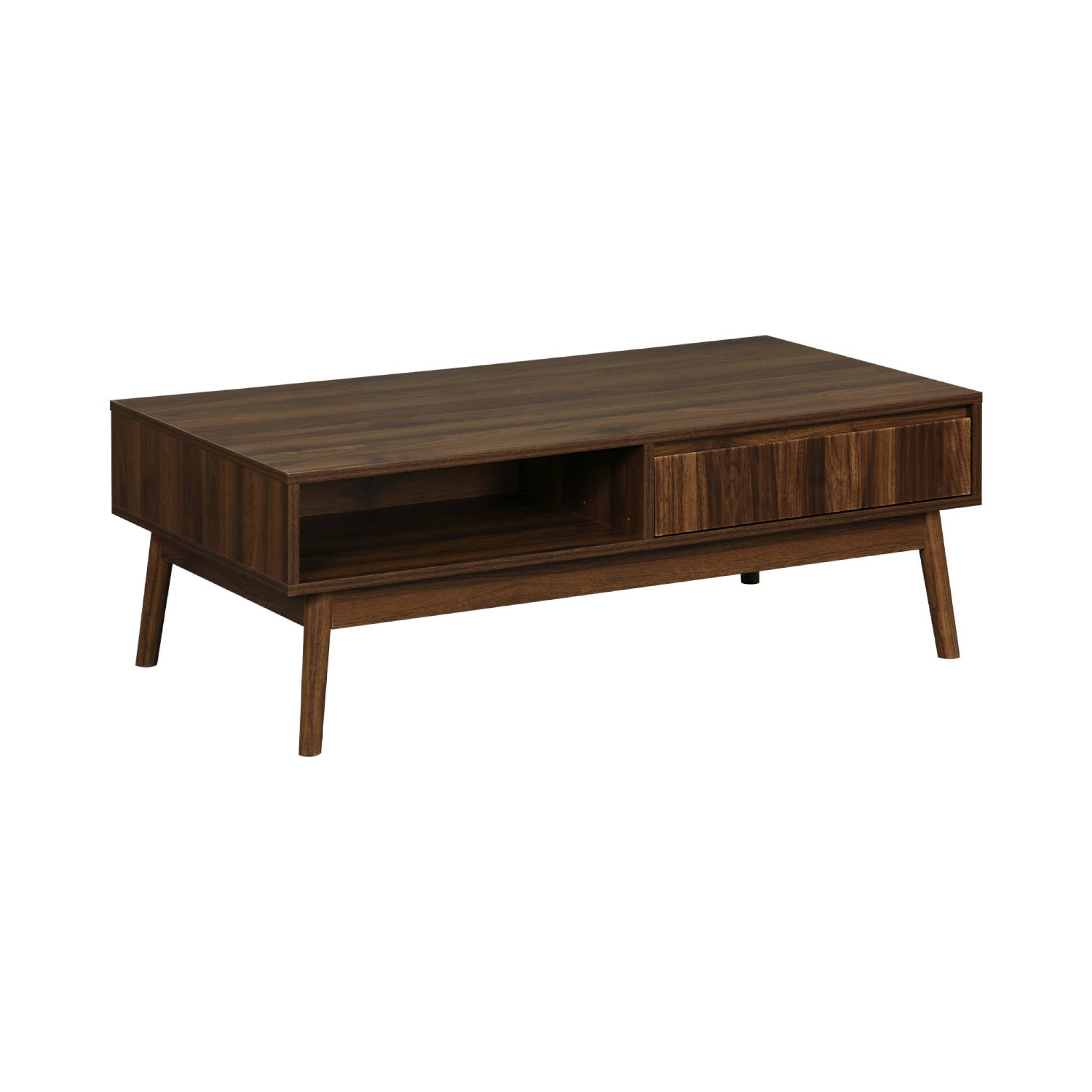Table basse scandinave rectangulaire décor bois rainuré 1 tiroir LINEAR, SWEEEK