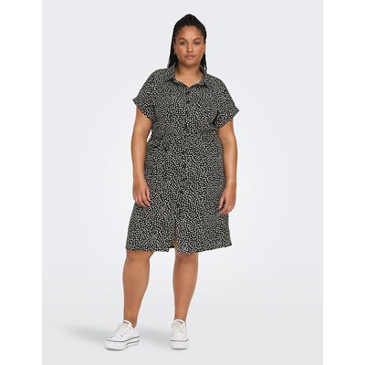Printed Shirt Dress with Short Sleeves ONLY CARMAKOMA